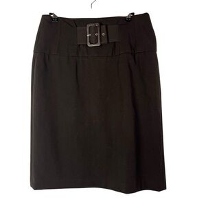 Grace Elements Dark Brown Belted Knee Length Pencil Skirt 6